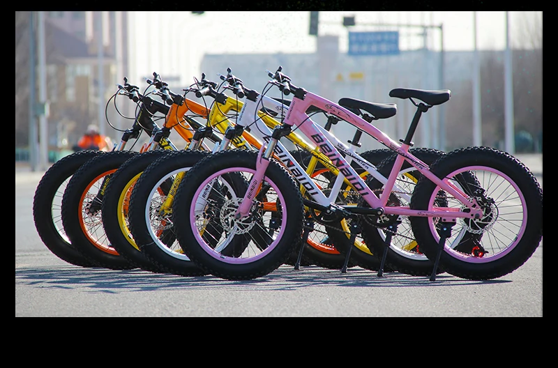 KUBEEN складной велосипед для снега MTB 2" 7 21 24 27 скорость двойной диск горный Fat велосипедная Подвеска стальная рама 4" Шины алюминиевые колеса