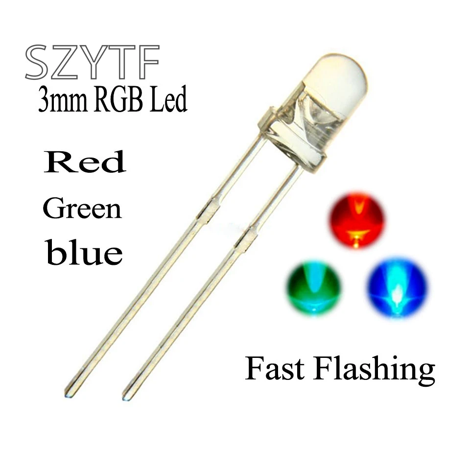 100 шт. 3 мм прозрачный круглый светильник излучающий диод медленный мигающий