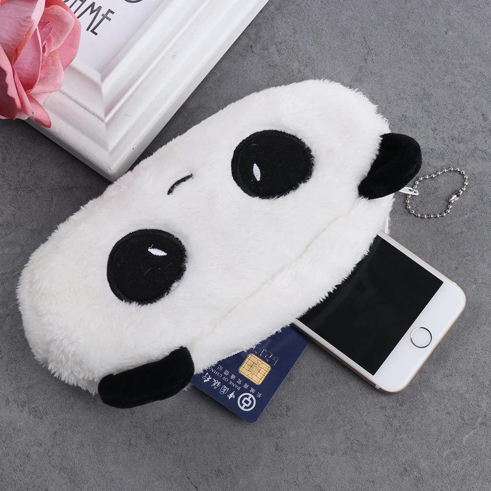 Пенал мягкий плюшевый в виде панды чехол для косметики и карандашей сумочка
