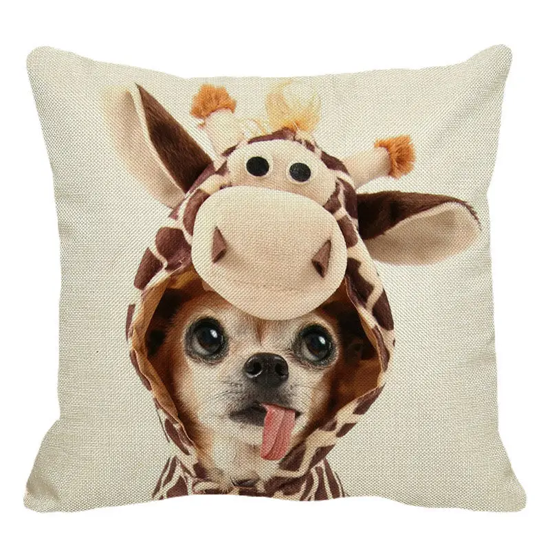 XUNYU милые наволочки для домашних животных забавные чихуахуа льняные подушек