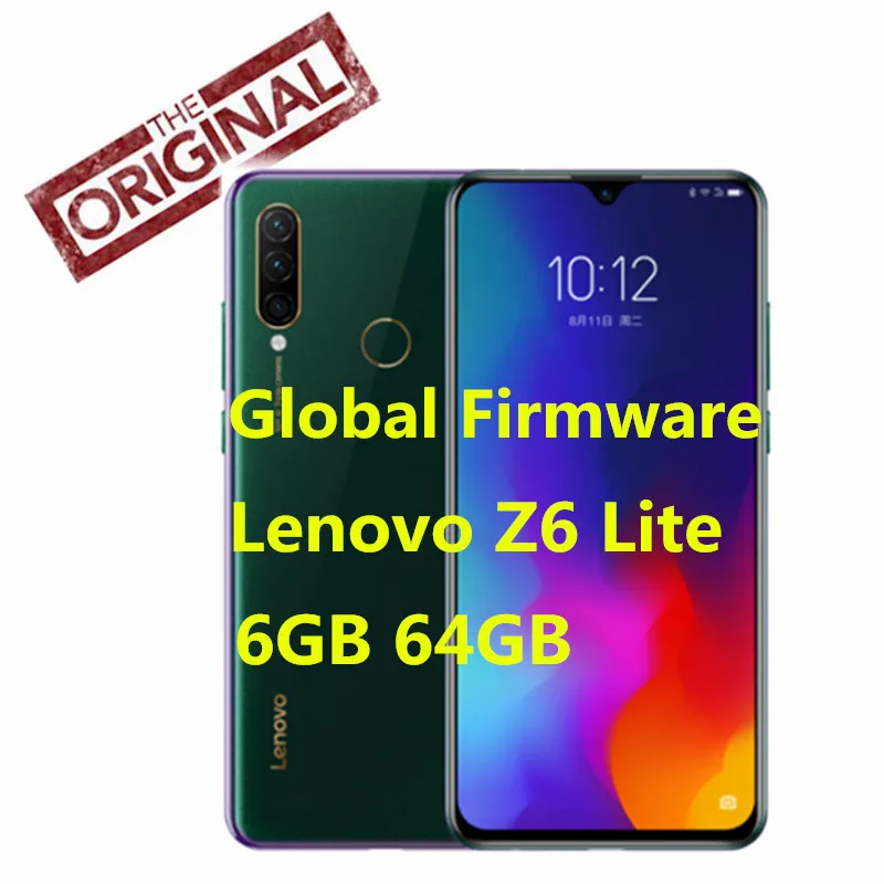 Lenovo Z6 Lite L38011 6G 64G мобильный телефон 6,3 дюймов 2340*1080 4050 мАч задняя камера 16,0 Мп+ 8,0 МП+ 5,0 МП Капля воды экран