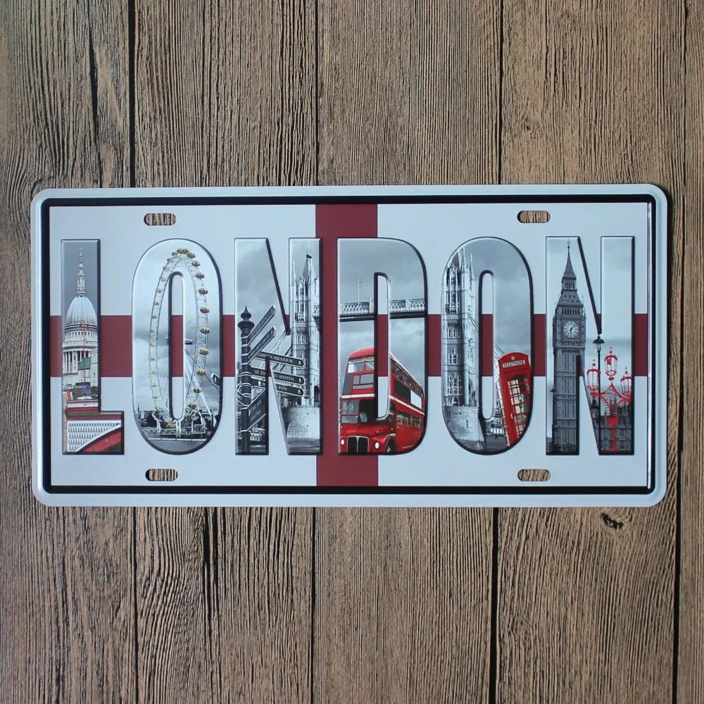 Лондонский металлический автомобильный номерной знак металлические номерные