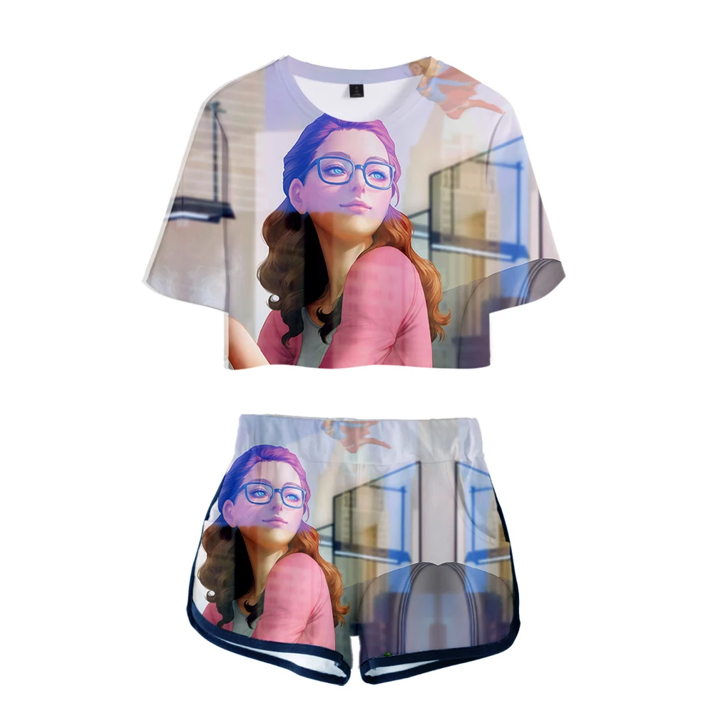 

Kara Danvers 3D T-shirt print Summer glamour sexy Women Fashion Women's suit Casual cartoon 3D T-shirt + shorts two-piece xs-xxl