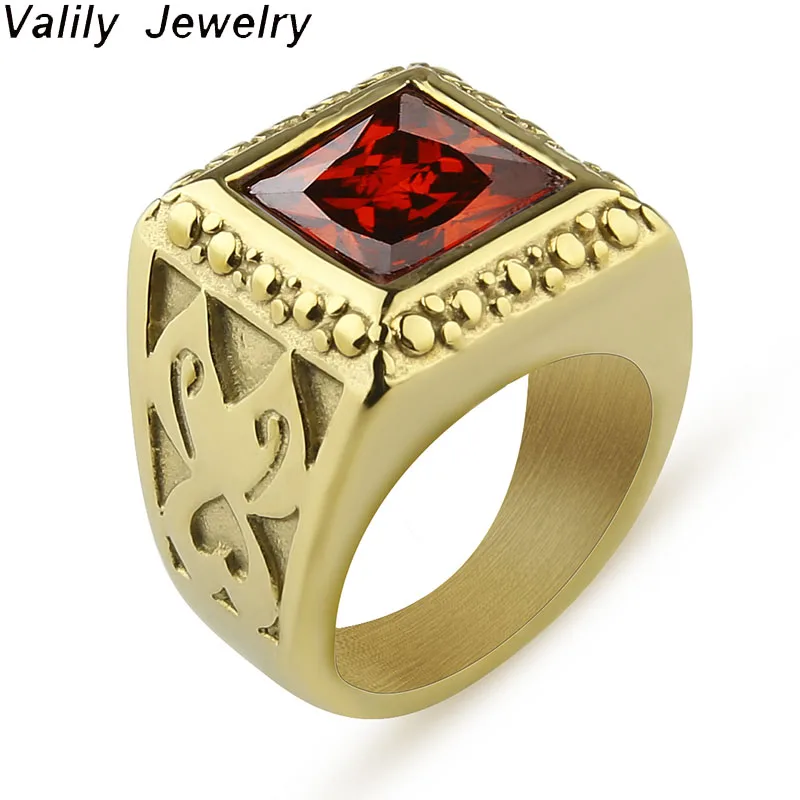 Мужское/красное/черное/фиолетовое кольцо Valily обручальное из нержавеющей стали с