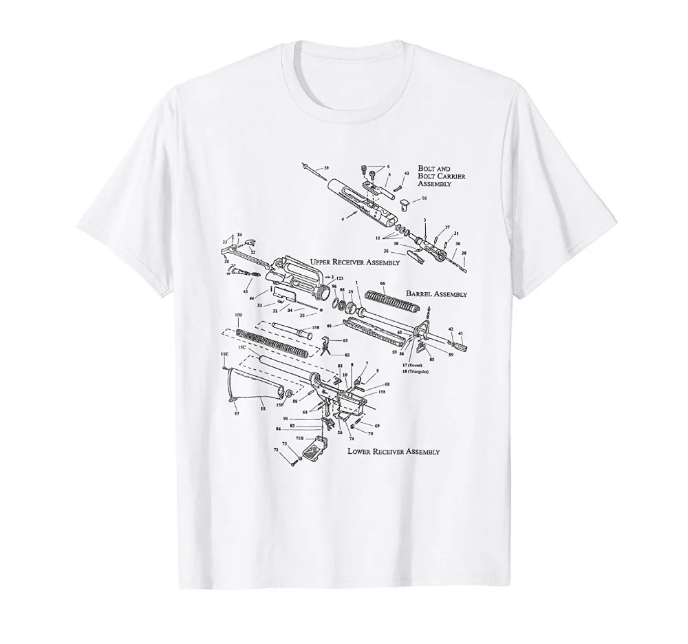 

Ar-15 Blueprint Design T-Shirt Ar15 M-16 Gun Rifle Tee Newest 2019 Fashion O-Neck Brand Men'S Tee Shirts