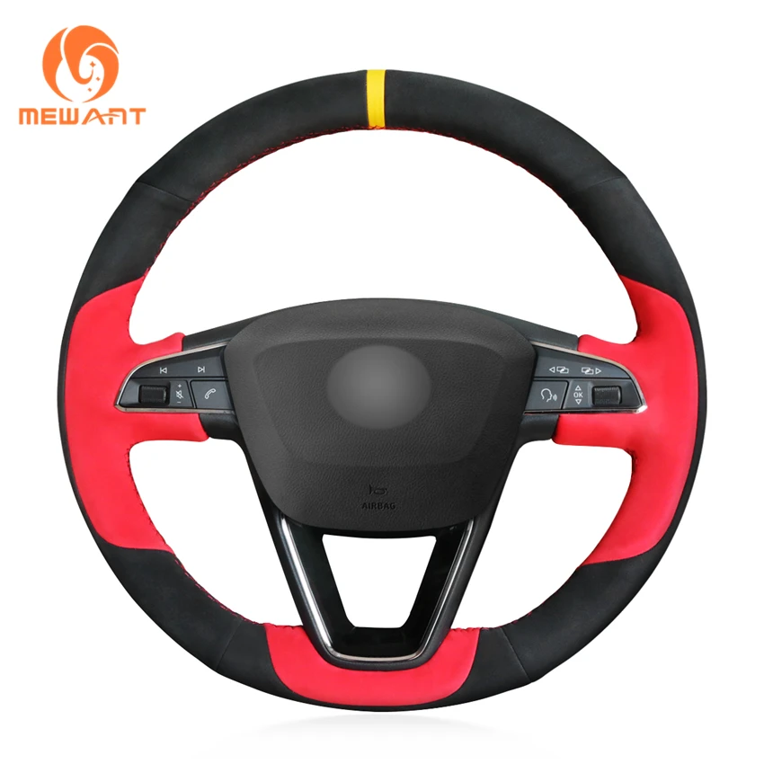 MEWANT черный, красный замшевый чехол на руль для Seat Leon 5F Mk3 2013- Ibiza 6J- Arona
