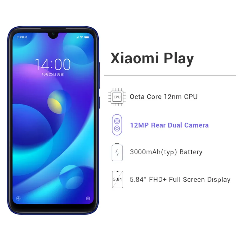 В наличии глобальная версия Xiao mi Play 4 Гб 64 мобильный телефон MTK Helio P35 Octa Core 12MP