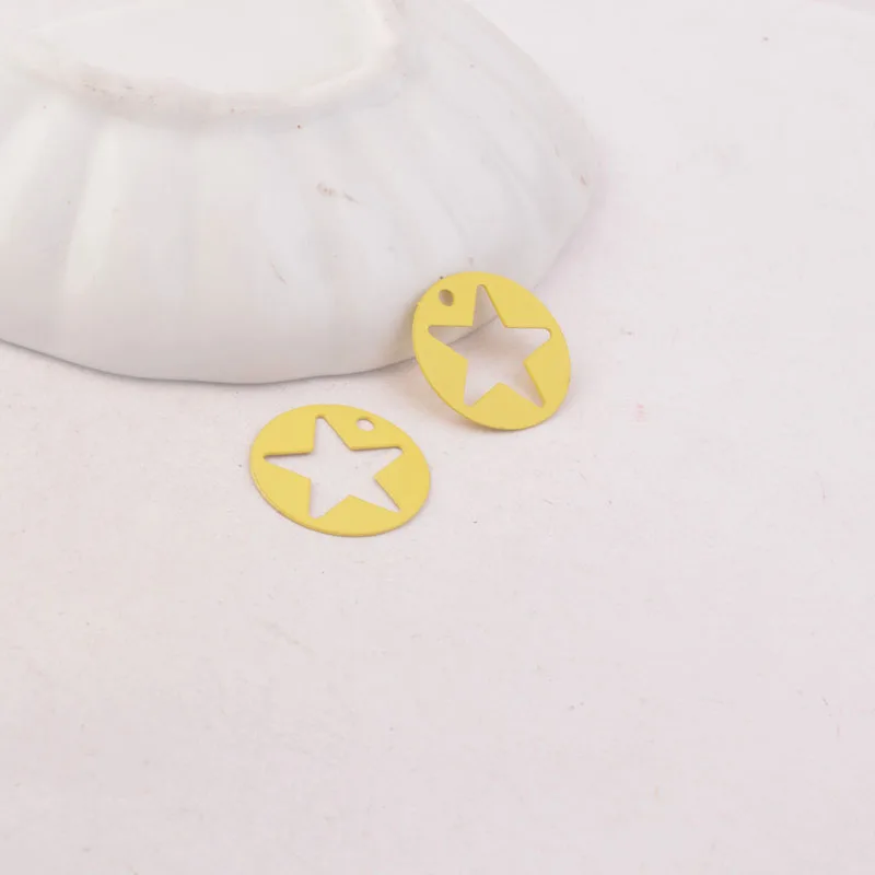 Yellow 50 шт. AC9915 18 мм принты круглые украшения в виде звездочек Разъемы Diy серьги кулон - Окраска металла: Yellow