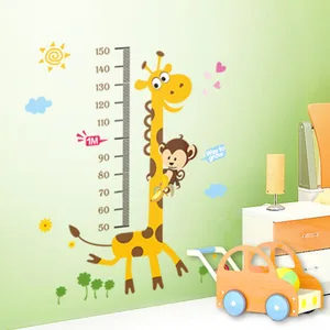 Wholesale 10pcs/Lot  Hot Sell Huge Giraffe Monkey Tree Kids Height Measure Wall Stickers Boy Girl Growth Chart DHL shipping