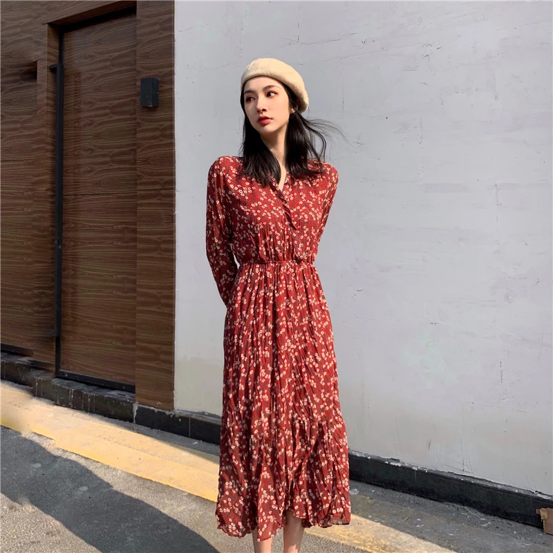 Женские винтажные платья с длинным рукавом облегающее длинное платье