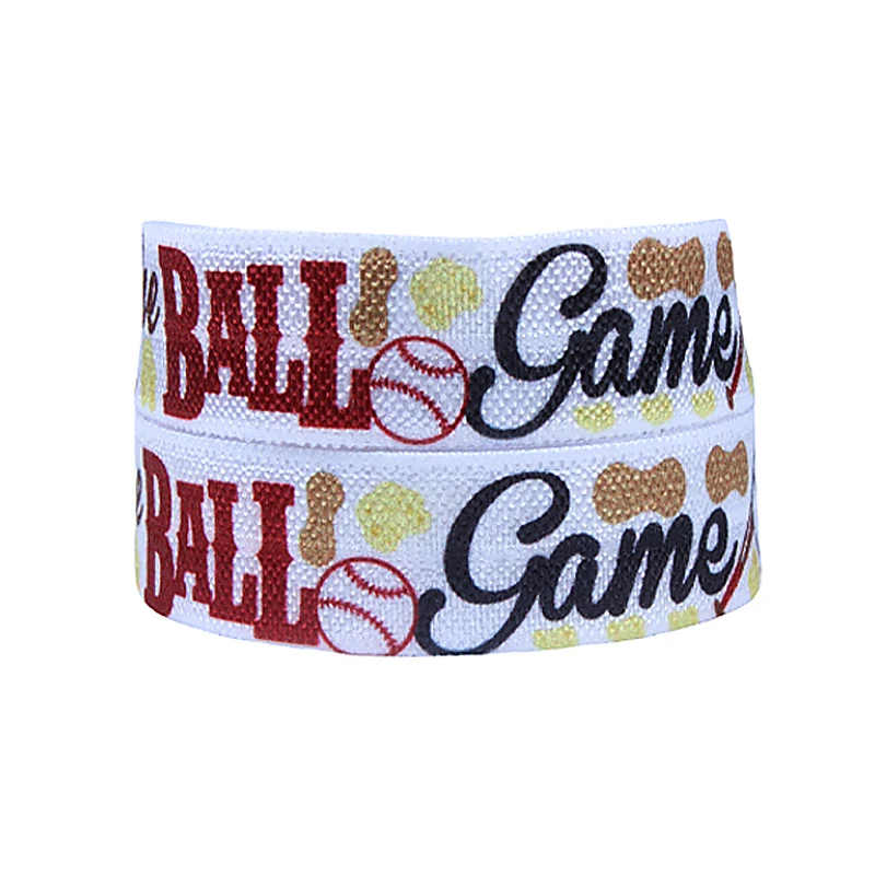 

Flora Ribbons sports foe, heat transfer ball game theme printed fold over elastic