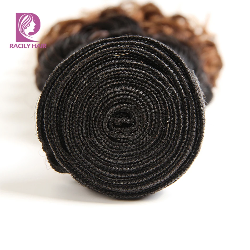 Racily Hair 1B/30 перуанские кудрявые волосы человеческие волосы пряди с закрытием коричневые Омбре пряди с кружевом Remy