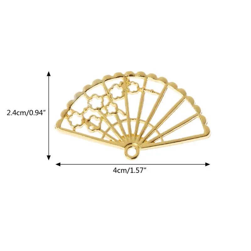 

5Pcs Cherry Blossoms Fan Metal Frame Pendant Open Bezel Setting UV Resin Jewelry Tool For DIY Accessories