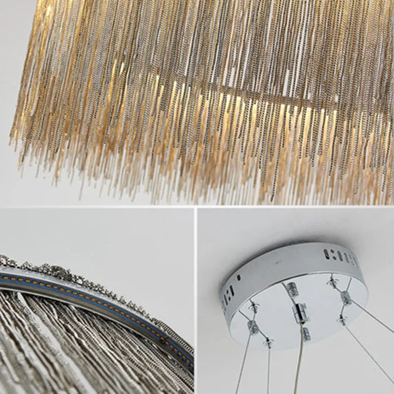 Серебряная железная люстра с кисточками и цепочкой роскошный светильник в