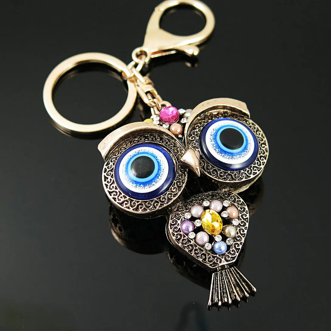 Винтажные брелоки TianBo золотого цвета с подвеской в форме большого глаза и совы