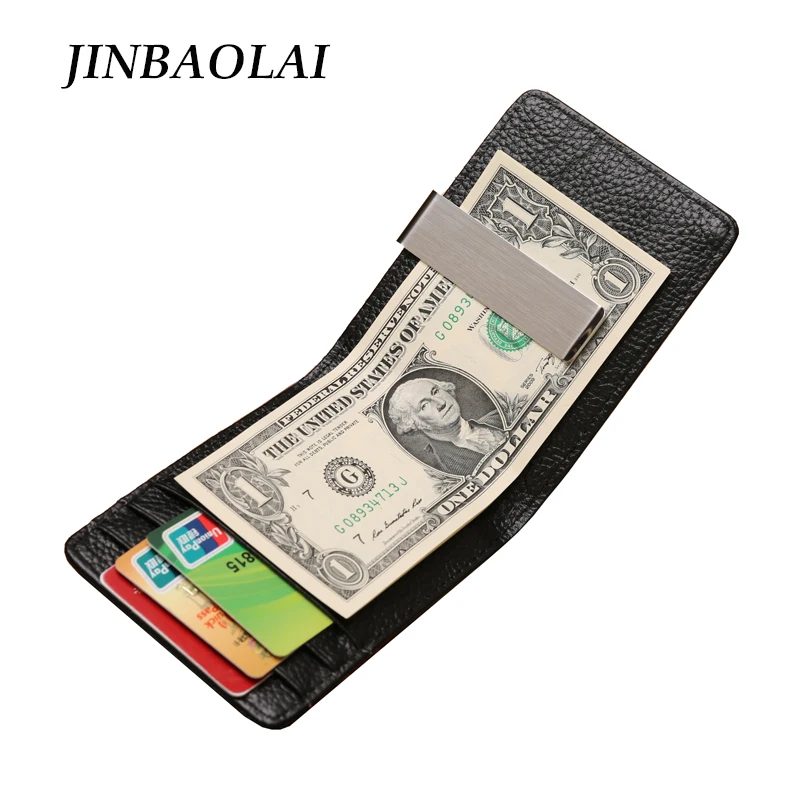 Новый 2017 Мода Марка JINBAOLAI Мужчины Кожаный Кошелек Зажим Для Денег Тонкий Передний