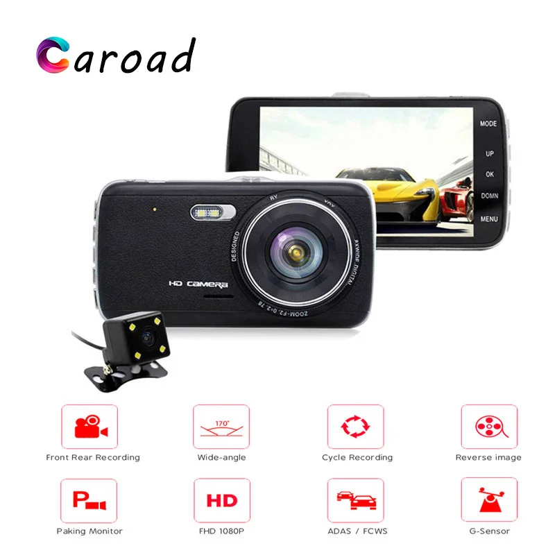 Caroad 4.0&quot Full HD 1296P Car DVR Camera Dual Lens Dash Cam IPS Screen Video Recorder Registrator Night Vision Camcorder | Автомобили
