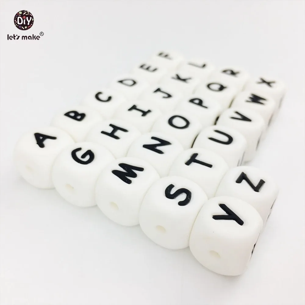 Let's Make 500pcs Alphabet Letters Food Grade Silicone Beads DIY Teething Necklace In 26 Letters BPA Free Silicone Baby Teether