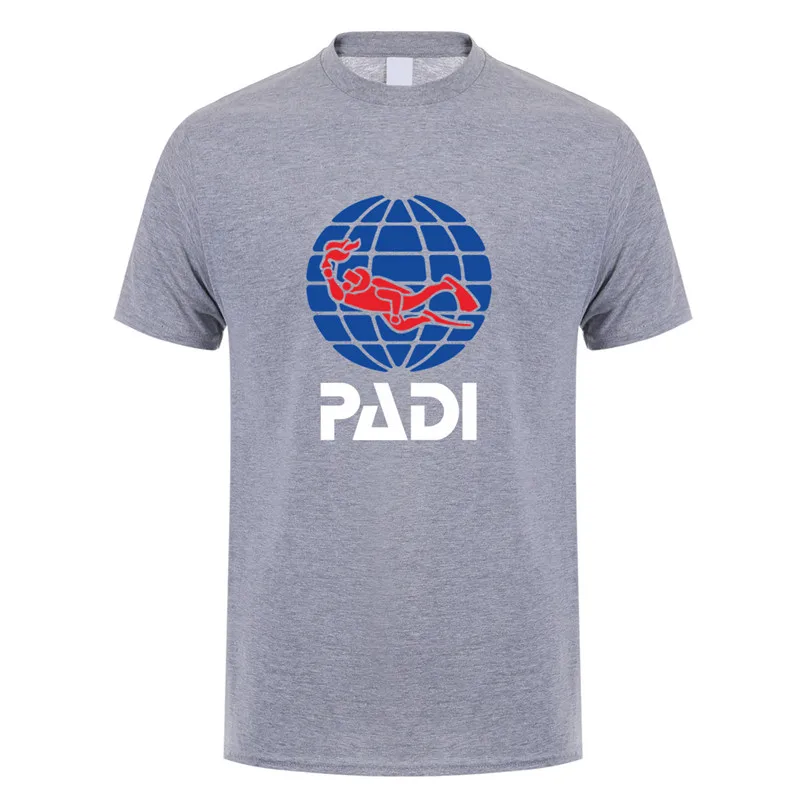 Sport Grey PADI/футболка; летняя хлопковая футболка с короткими рукавами и надписью «scuba driver padi»; Мужская футболка; футболки; LH-084 - Цвет: Sport Grey