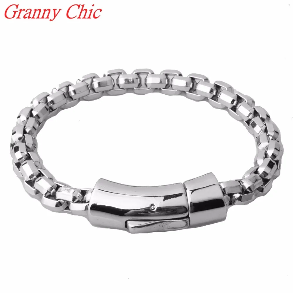 Бабушка Chic 8.6" бренд 8 мм Ширина коробка Rolo Chain 316L Нержавеющая сталь браслет мужские женские браслеты для крутых парней ювелирные изделия