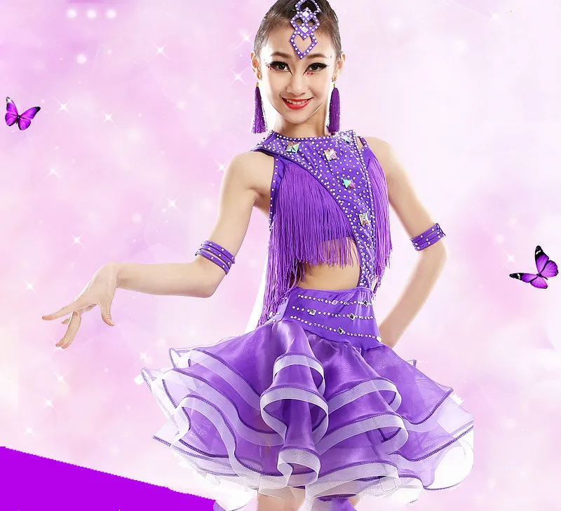 Детские костюмы для выступлений латиноамериканских танцев девочек новые юбки с