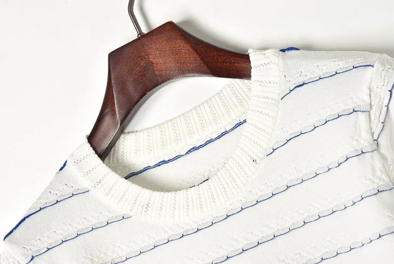 Женская трикотажная футболка женская 2019 летняя новая полосатая с круглым