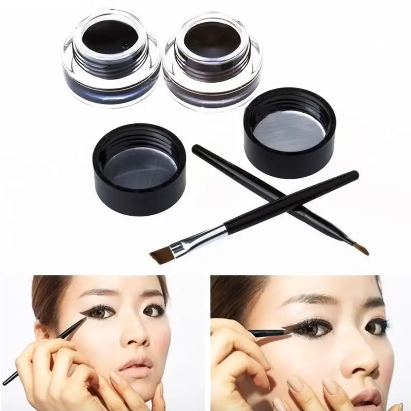 Музыка цветок Макияж глаз 2 в 1 коричневый + черный гель подводка для
