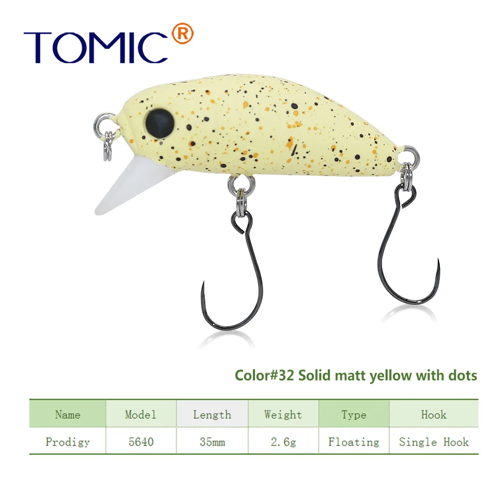 solid matt yellow Tomic сверхлегкие рыболовные приманки 35 мм матовые цвета жесткая приманка, воблер с одним крюком приманка для форели - Цвет: solid matt yellow