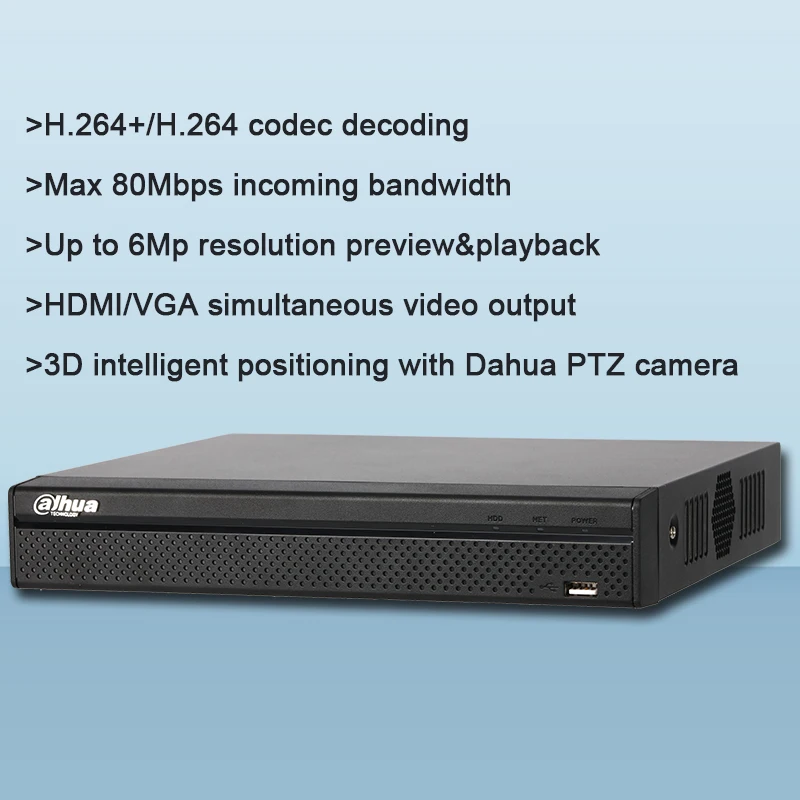 Оригинальный Dahua 8-канальный компактный 1U 8PoE Lite сетевой видеорегистратор NVR2108HS-8P-S2 с поддержкой записи Full HD 6MP Поддержка PTZ камеры IP.