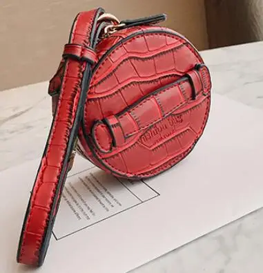 Красный Каменный узор PU кожаный женский кошелек для монет Мода Круглая Форма Женский кошелек для мелочей маленький держатель карточек сумка милый кошелек для монет - Цвет: Красный