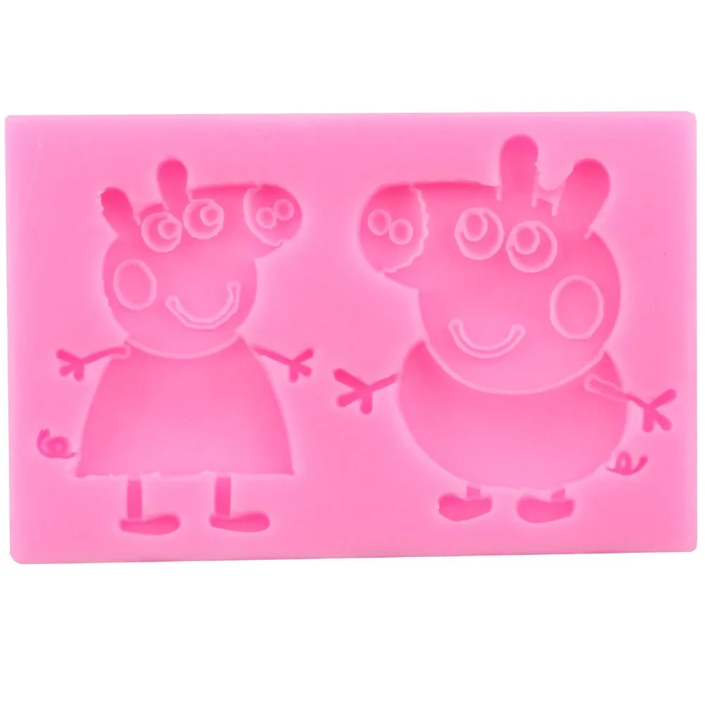 Торт Шоколадный Силиконовые Формы Мультфильм Свинья Молодая Девушка Фондант