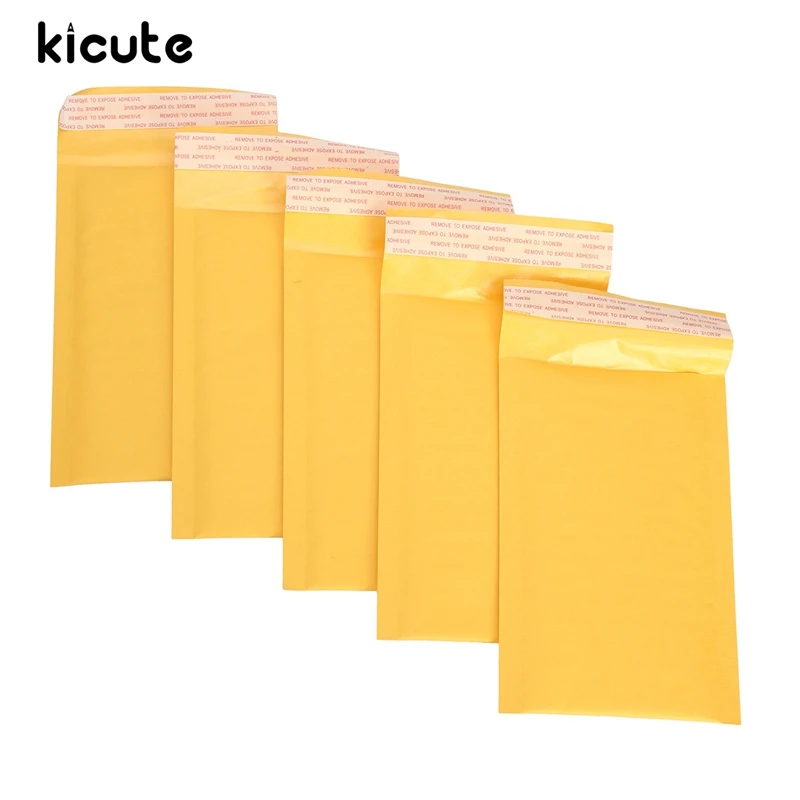 Kicute 50 шт./компл. крафт Пузырьковые почтовые пакеты мягкие конверты желтые