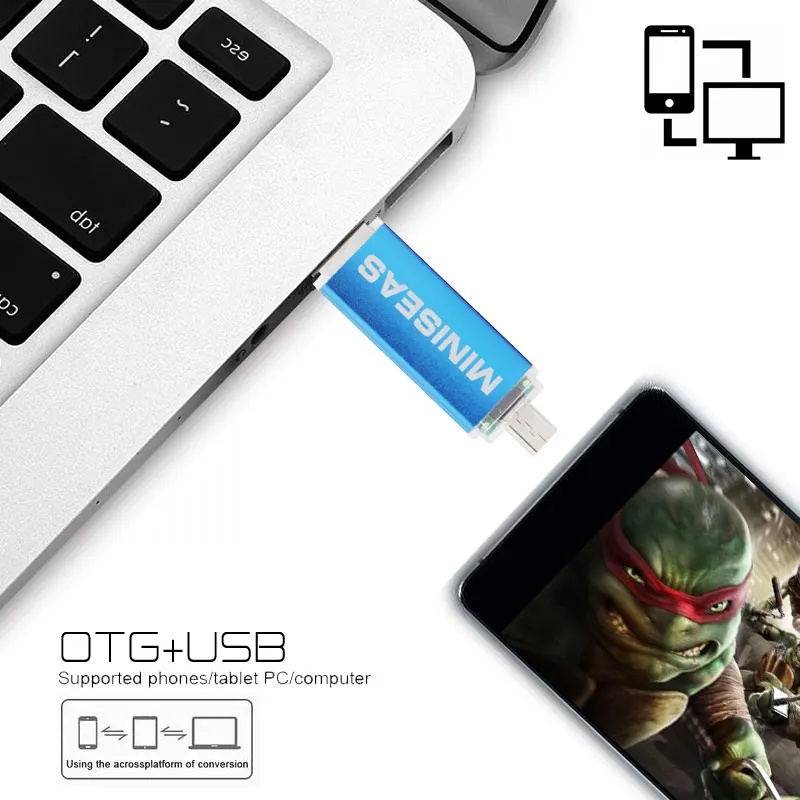 Miniseas Usb флеш накопитель OTG 64 ГБ 32 смартфон Флешка 8 Гб внешний micro usb карта памяти
