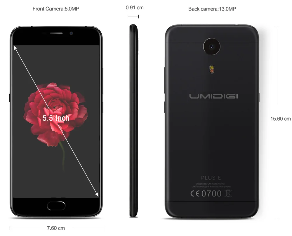 Umidigi плюс E Android 6.0 смартфон МТК P20 Octa Core мобильный телефон 5.5 дюймов 6 ГБ Оперативная