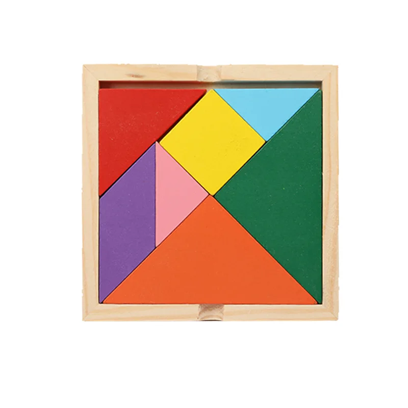 LEIKFONG Деревянный Tangram 7 шт головоломки красочный квадрат IQ игра головоломка