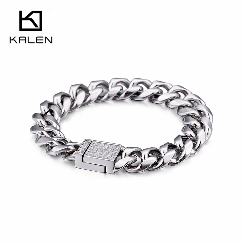 Новые золотые браслеты KALEN из звеньев цепи нержавеющей стали для мужчин модный