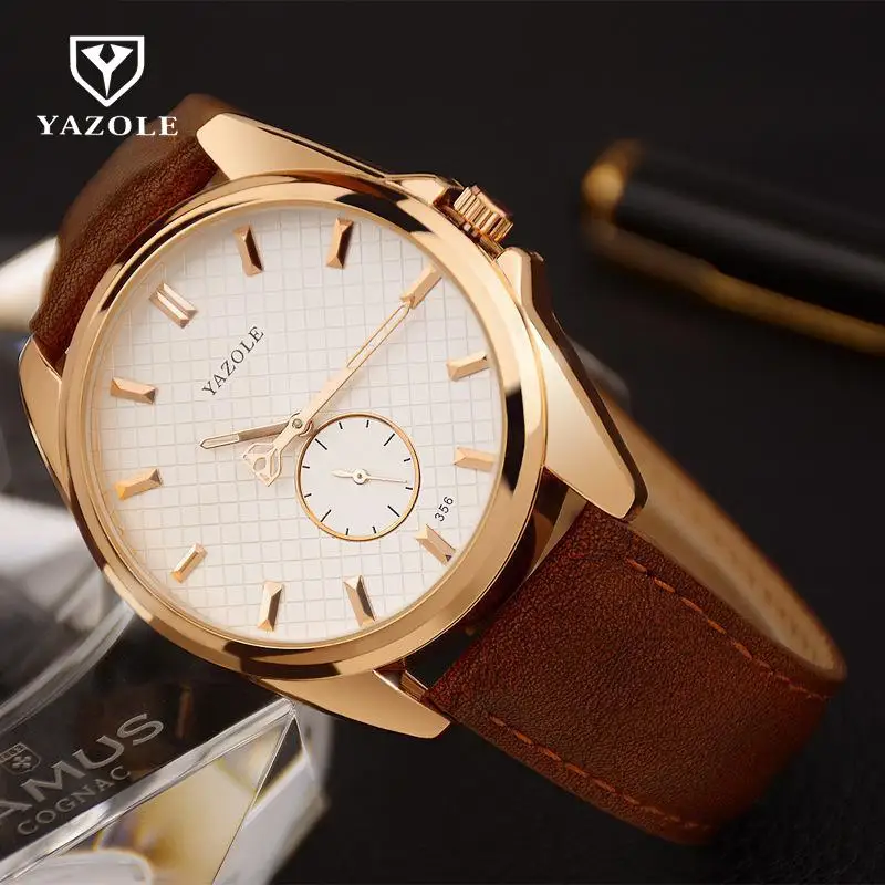 Роскошные Кварцевые аналоговые Мужские наручные часы YAZOLE розовое золото