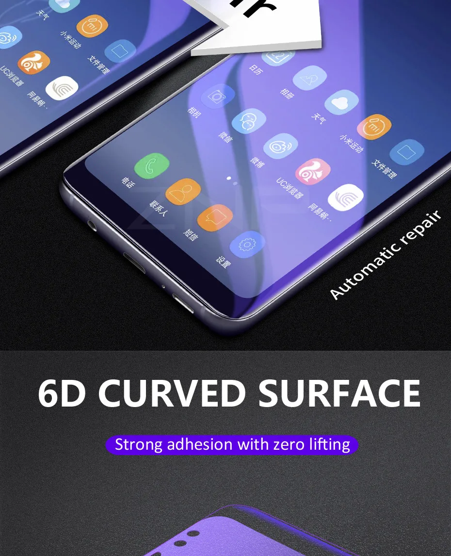 ZNP, полное покрытие, мягкий фиолетовый светильник, Гидрогелевая пленка для samsung Galaxy S9 Plus, S8 Plus, Note 8, S7 Edge, защитная пленка, не стекло