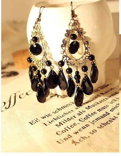 Ретро Модные полые серьги в виде кисточки длинные висячие класса люкс винтажном