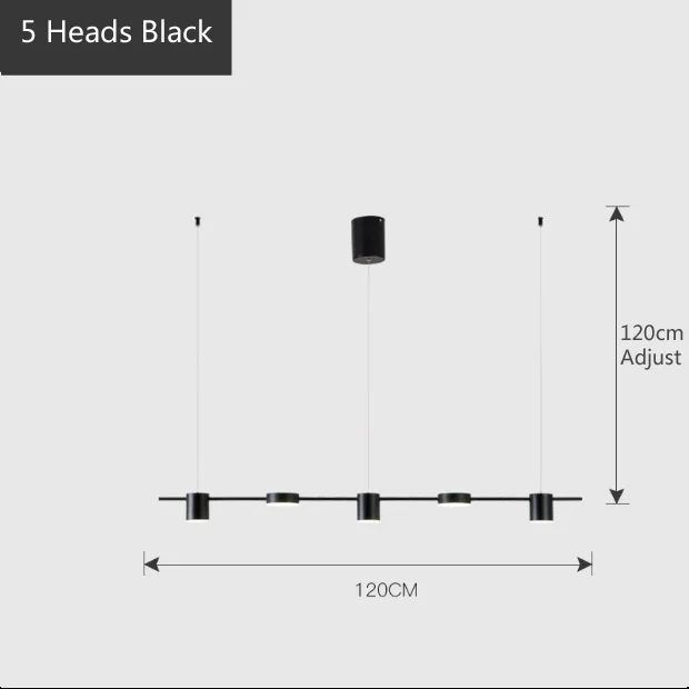 5 Heads Black Геометрическая линия, подвесные лампы для ресторана, скандинавский пост-Современный дизайнерский длинный стол, светильник для столовой, роскошный светодиодный подвесной светильник - Цвет корпуса: 5 Heads Black