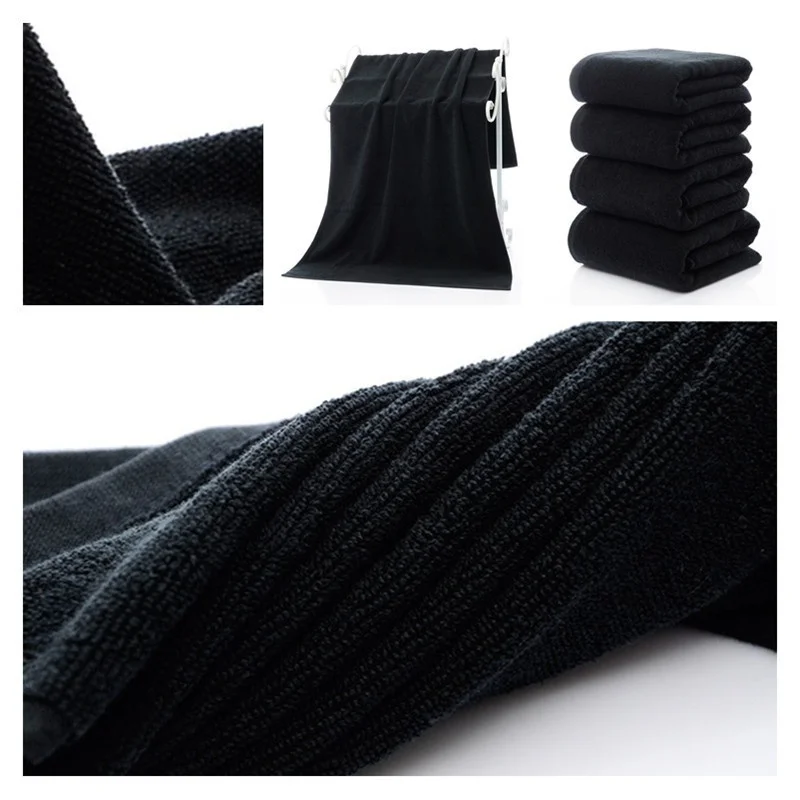 LFH Black Bath Towel 70X140CM Oversized Large Serviette De Bain Absorbent 100% Pure Cotton Multipurpose Use for Yoga | Дом и сад