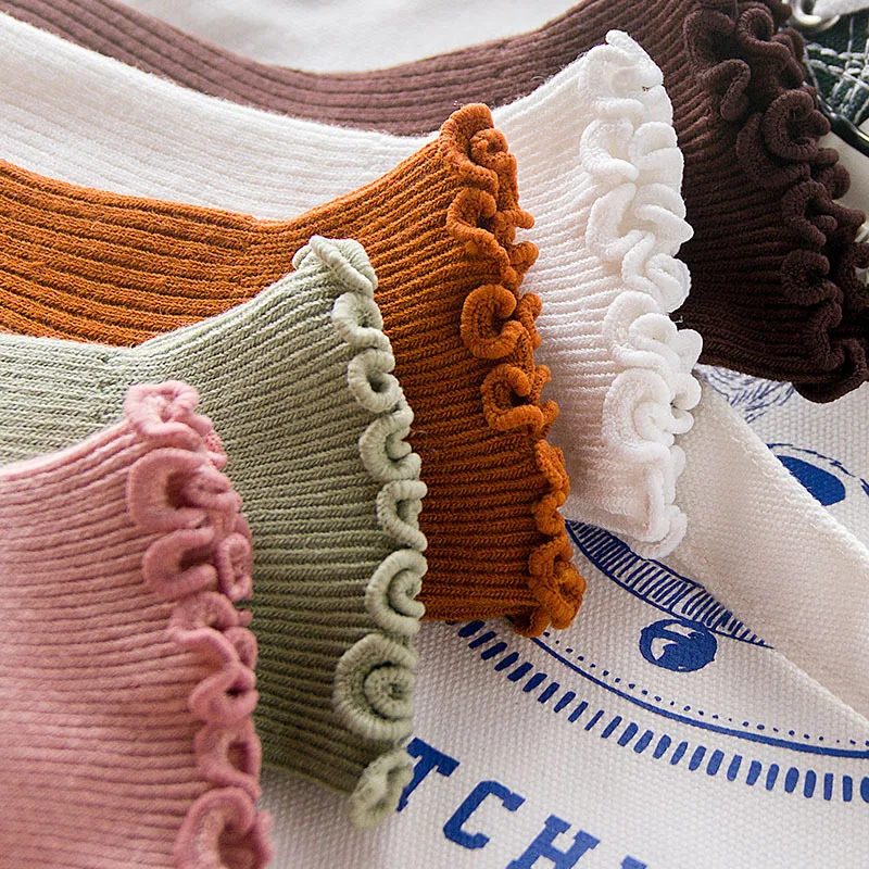 

Dreamlikelin Vintage Women's Socks Cute Ruffle Socks Japan Style Cute Girl Sweet Candy Color Socks