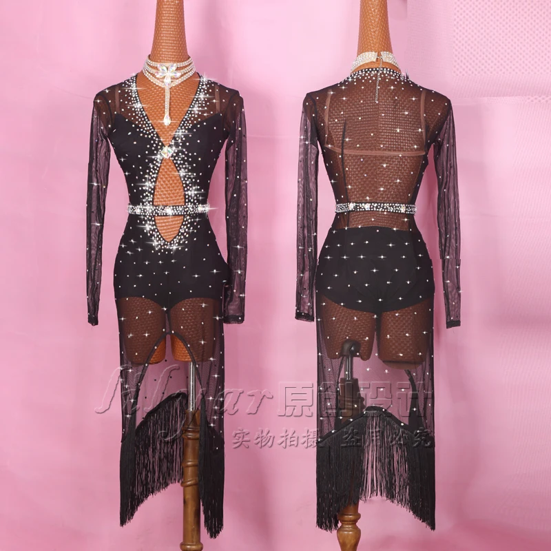 Женское/Детское платье для латиноамериканских танцев со стразами|tango dress|dance