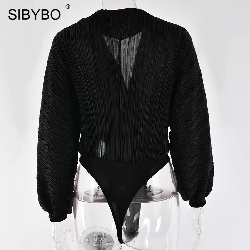 Sibybo, сексуальный комбинезон с глубоким v-образным вырезом в стиле пэчворк, женский модный Свободный комбинезон с длинным рукавом, Осенний повседневный комбинезон, комбинезон
