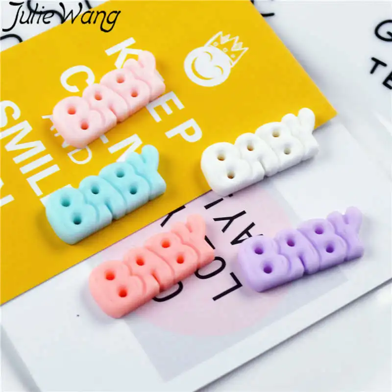 

Julie Wang 10PCS Resin "BABY" Letters for Kids Cute Flatback Cabochon Charms Pendants Jewelry Making Candy Color Accessory