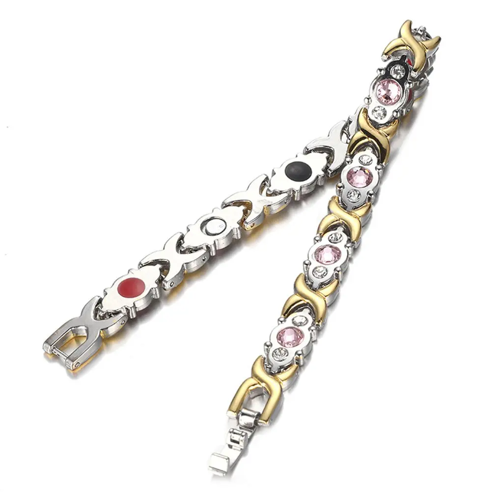 Модный женский магнитный браслет из титана нержавеющей стали со стразами