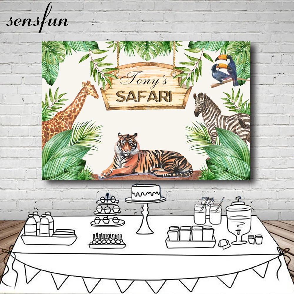 Sensfun Тигр жираф зебра сафари фон джунгли день рождения фоны для фотостудии