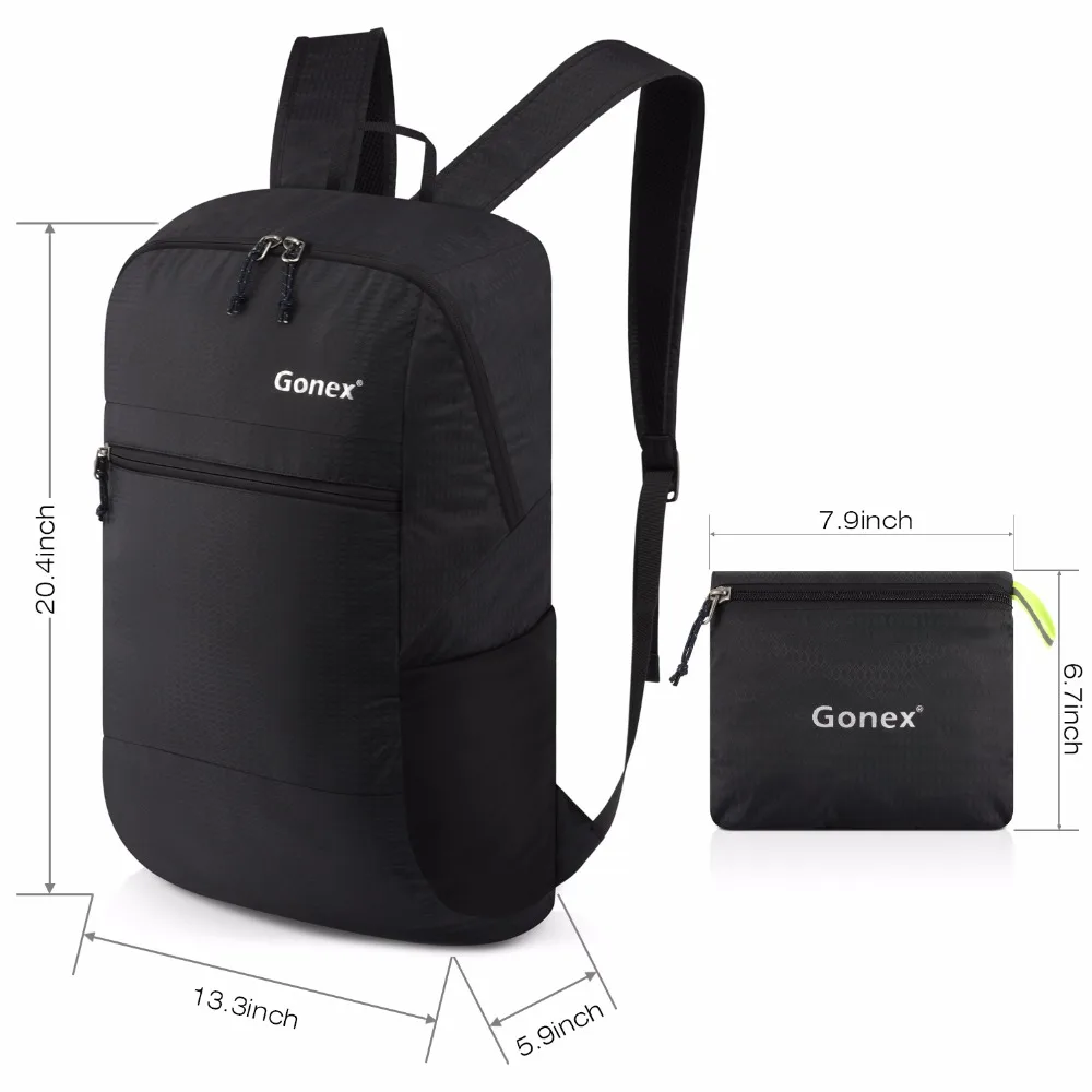 Gonex 30L Сверхлегкий упаковочный рюкзак, повседневная нейлоновая складная сумка на плечо для путешествий, кемпинга, школы, шоппинга