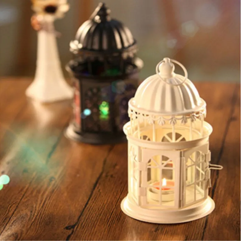 Креативный Железный стеклянный подсвечник в виде сказочного замка фонарик
