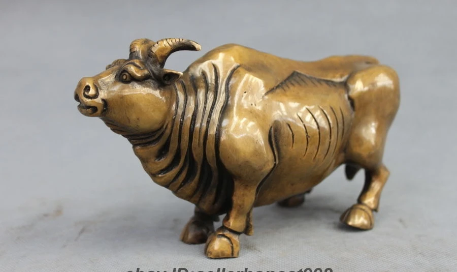 

20 CM Chinese Folk Culture Feng shui Zodiac Bull Ox Cattle animal Statue